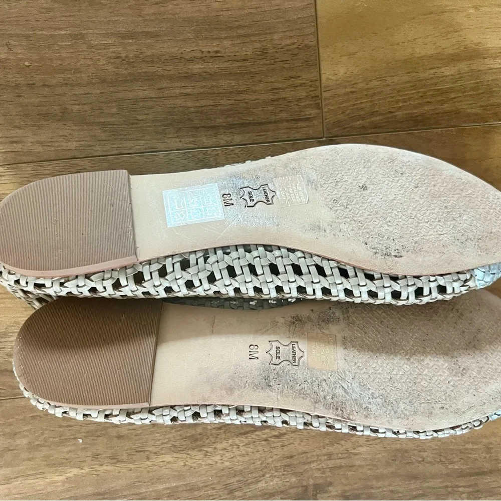 Tory Burch Chelsea woven ballet flats sz 8 natural/silver